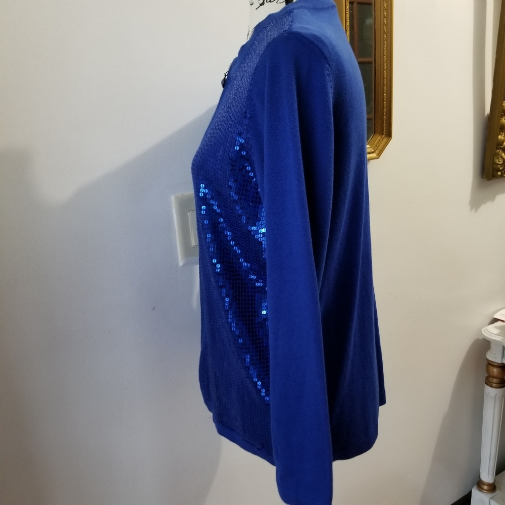 COPY - QUACKER FACTORY Cardigan Royal Blue Sequin Sweater SIZE XS. - Picture 7 of 15